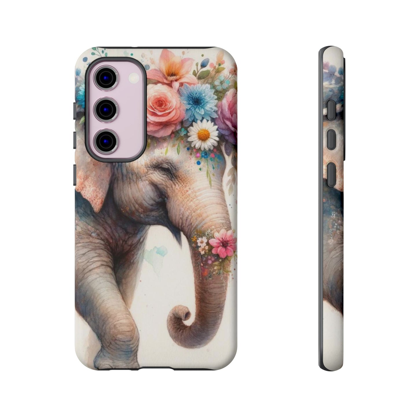 Joyful Floral Elephant Mobile Cover – Whimsical Watercolor Art