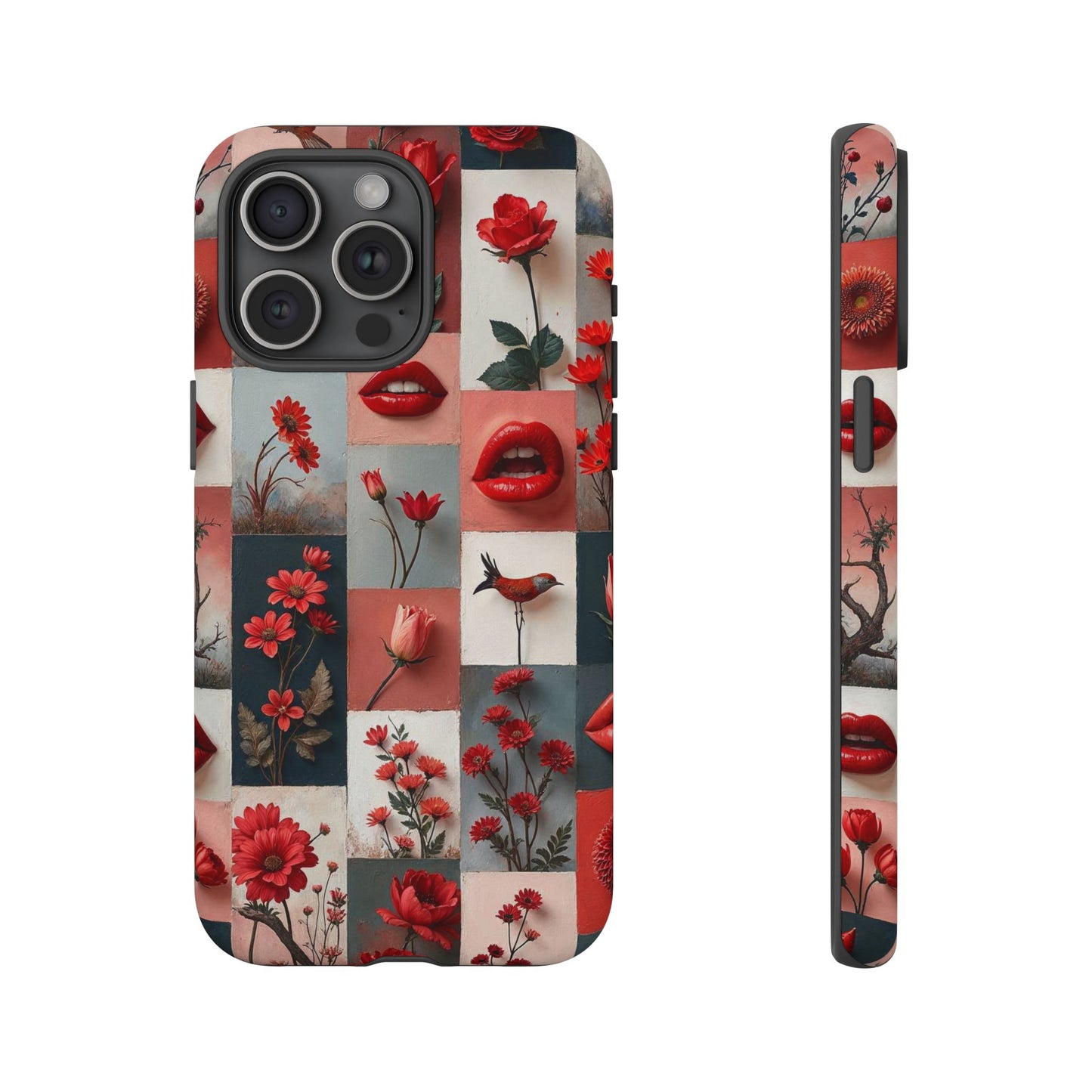 Red Flowers & Lips Collage Phone Case