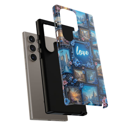 Blue Floral Love Frame Phone Case