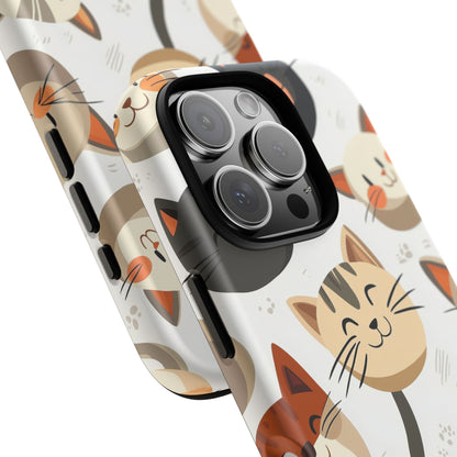 Cute Cat Faces Phone Case – Kawaii Anime Style for iPhone, Samsung & Google Pixel, Fun and Playful Cat Design