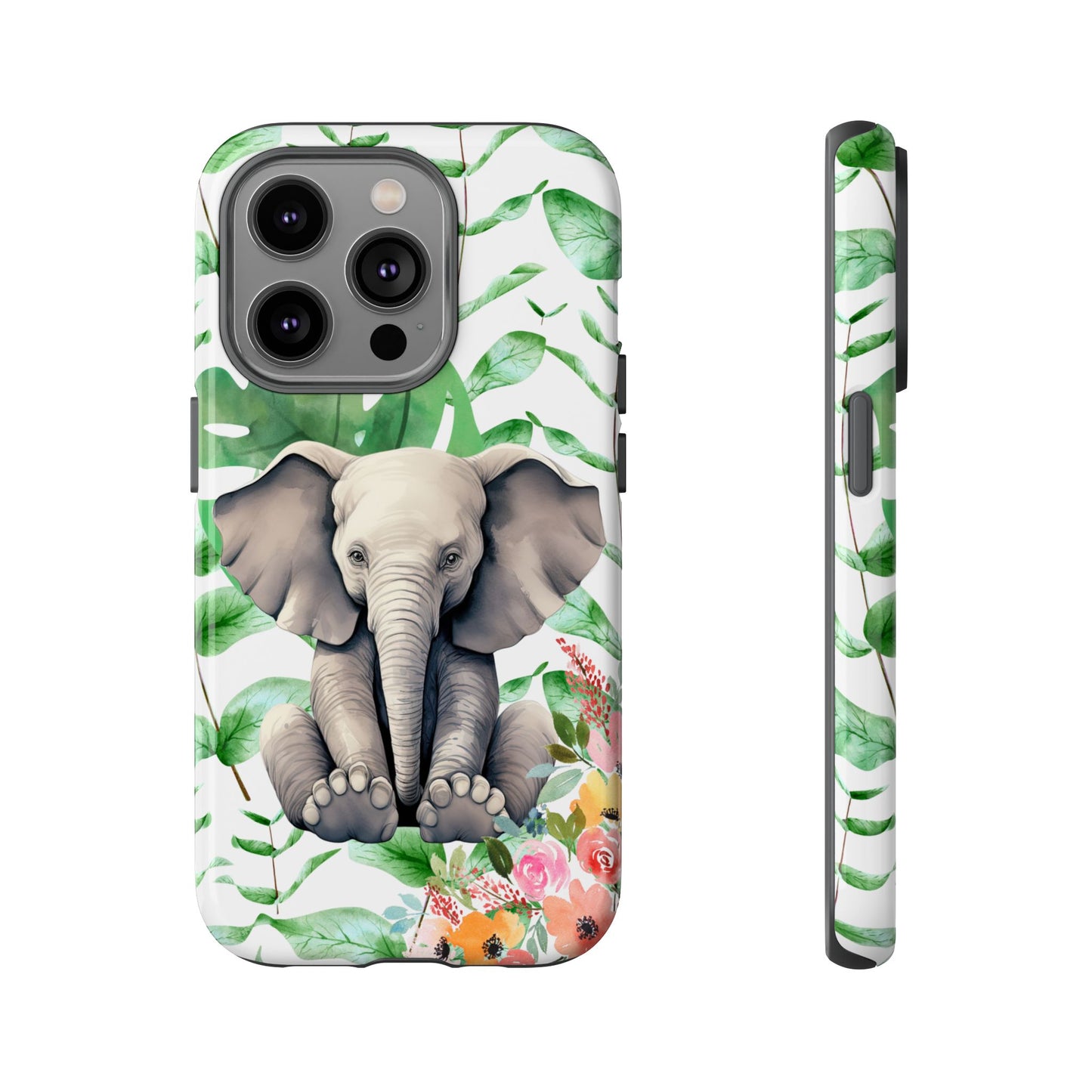 Cute Baby Elephant Mobile Cover – Floral & Tropical Aesthetic