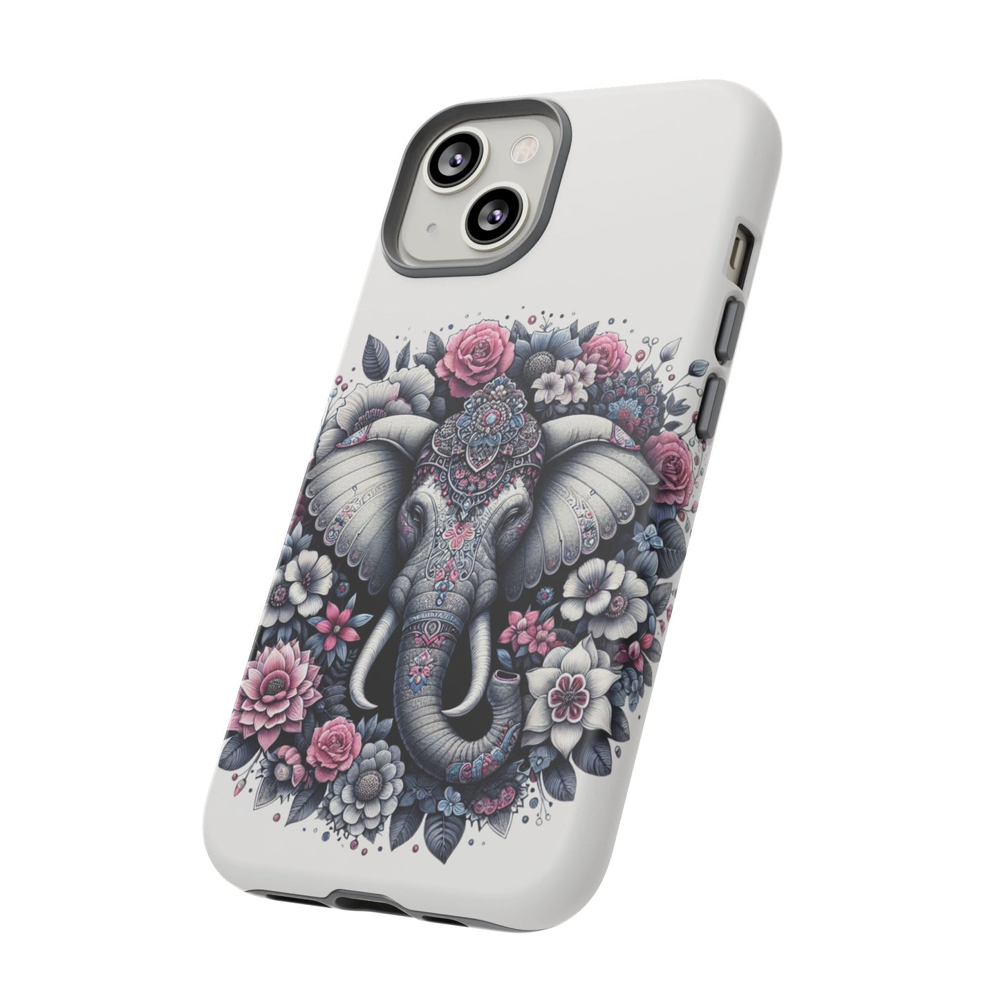 Ornate Floral Elephant Mobile Cover – Elegant Bohemian Art