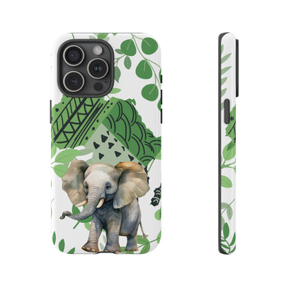 Playful Baby Elephant Mobile Cover – Tropical Boho Art