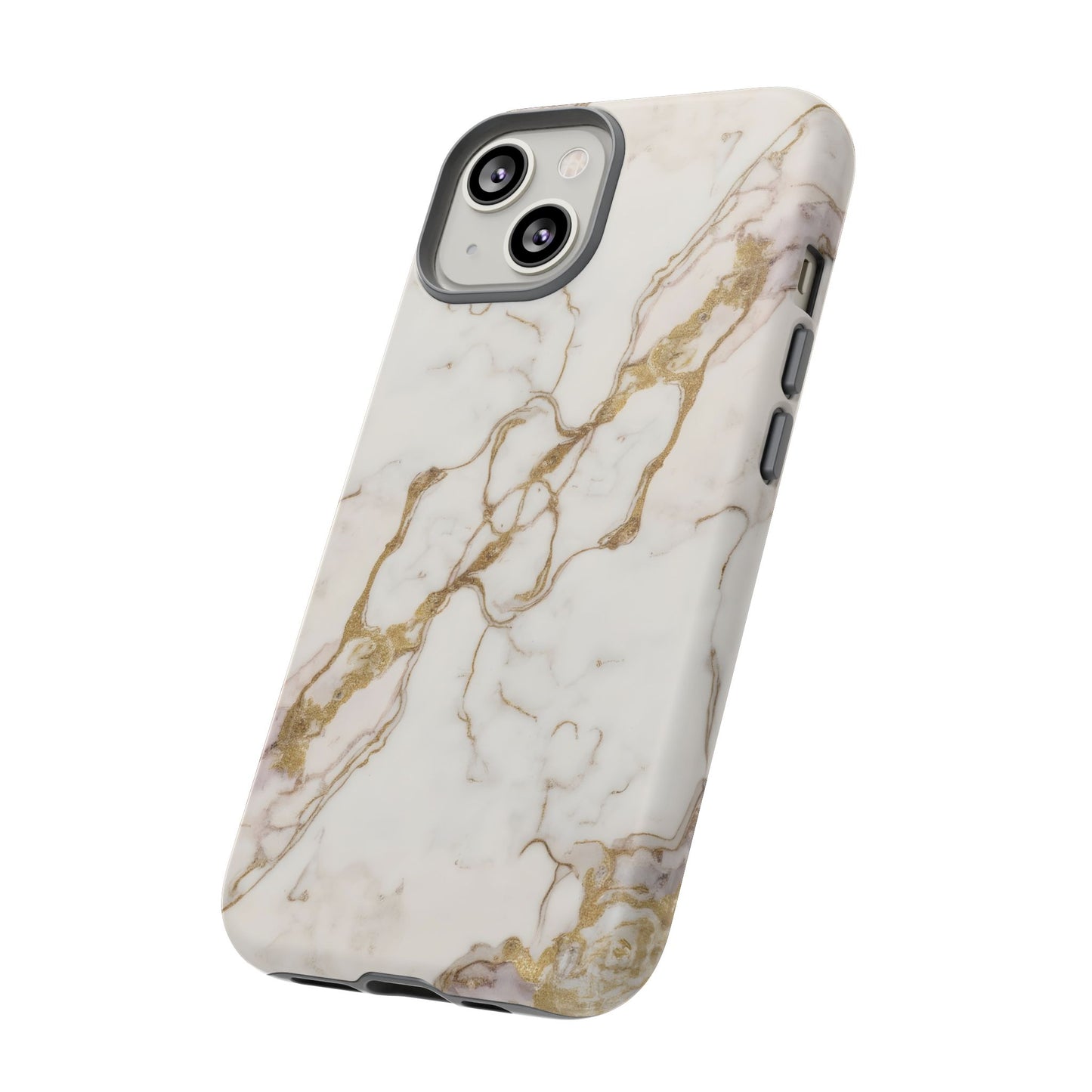 Elegant White and Gold Marble Case Design
