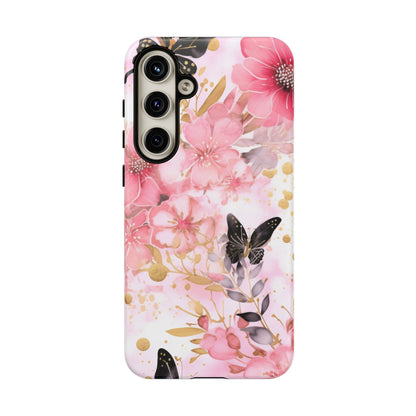 Pink Blossom & Gold Butterfly Mobile Case