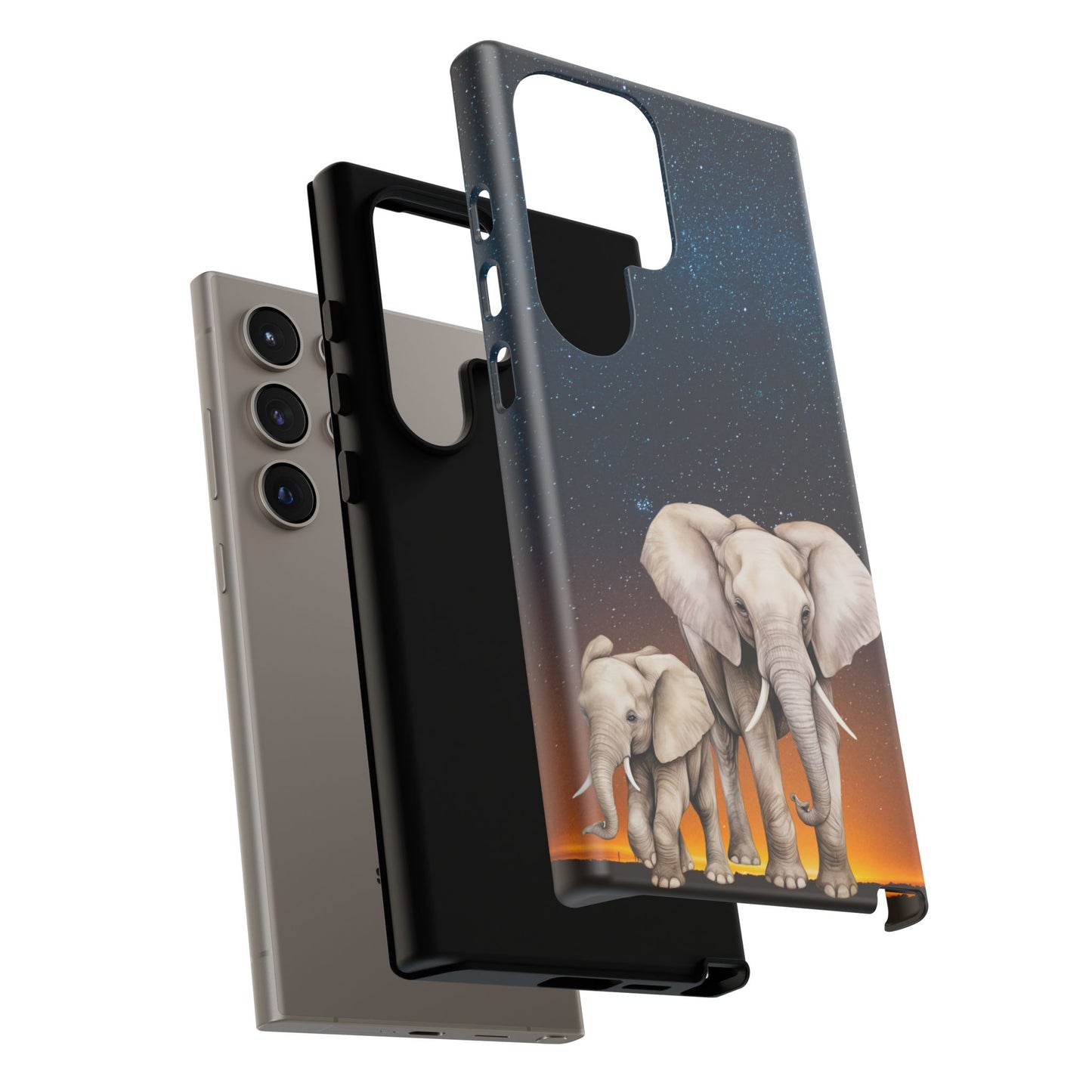 Starry Safari Elephant Family Mobile Cover – Cosmic Wildlife Aesthetic