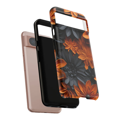 Orange & Black 3D Floral Mobile Case