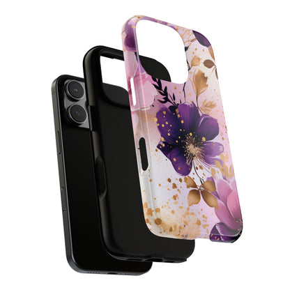 Luxury Purple & Gold Floral Aesthetic Mobile Case