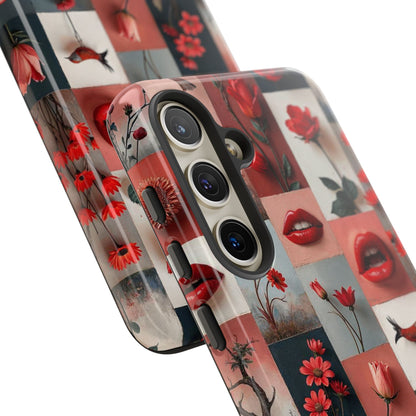 Red Flowers & Lips Collage Phone Case