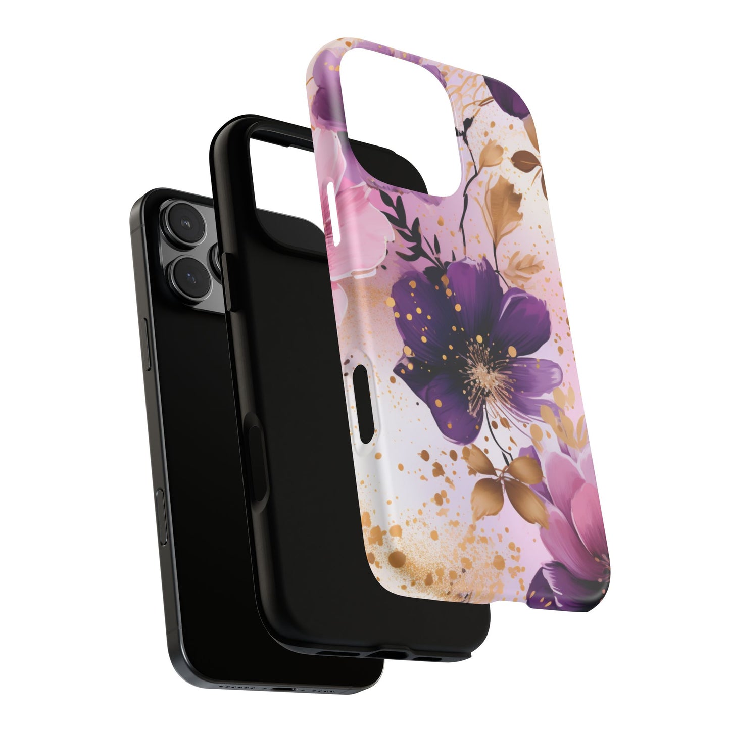 Luxury Purple & Gold Floral Aesthetic Mobile Case