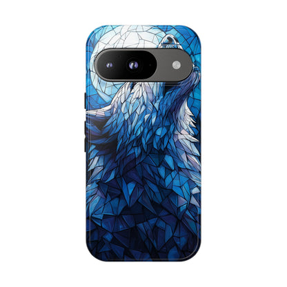 Mystic Moon Wolf – Stained Glass Mosaic Phone Case for iPhone, Samsung & Pixel