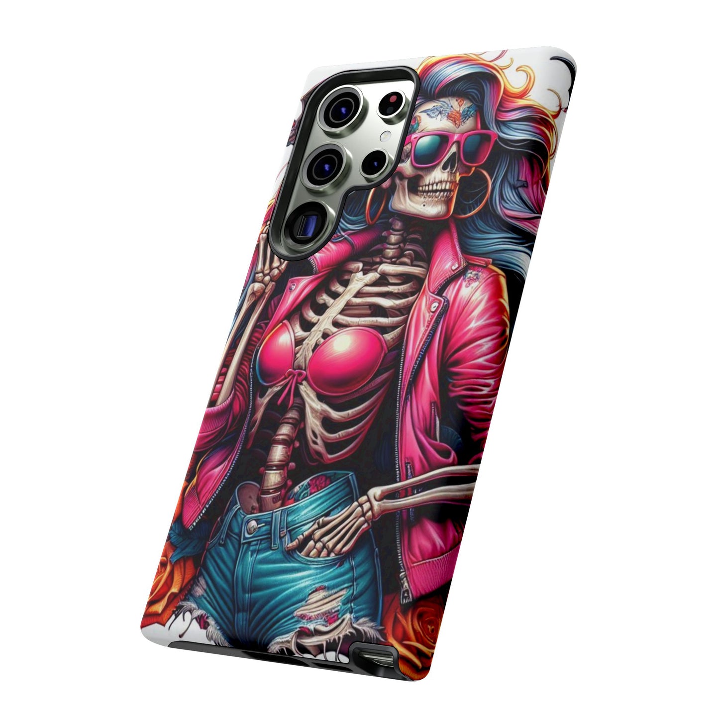 Neon Bones – Retro Skeleton & Vibrant Punk Aesthetic Mobile Cover