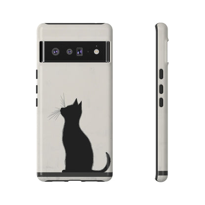 Silent Gaze: Minimalist Black Cat  Phone Case for iPhone, Samsung & Pixel