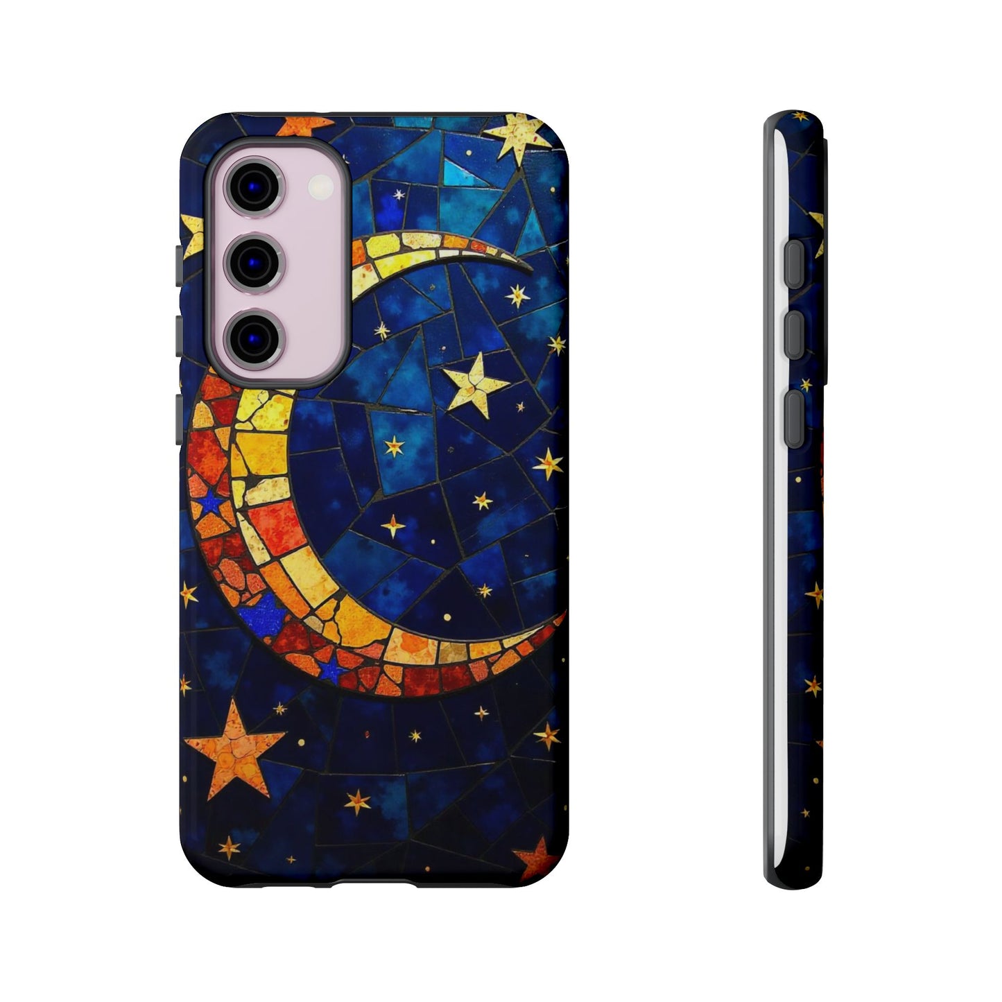 Celestial Crescent: Vibrant Moon and Stars Phone Case