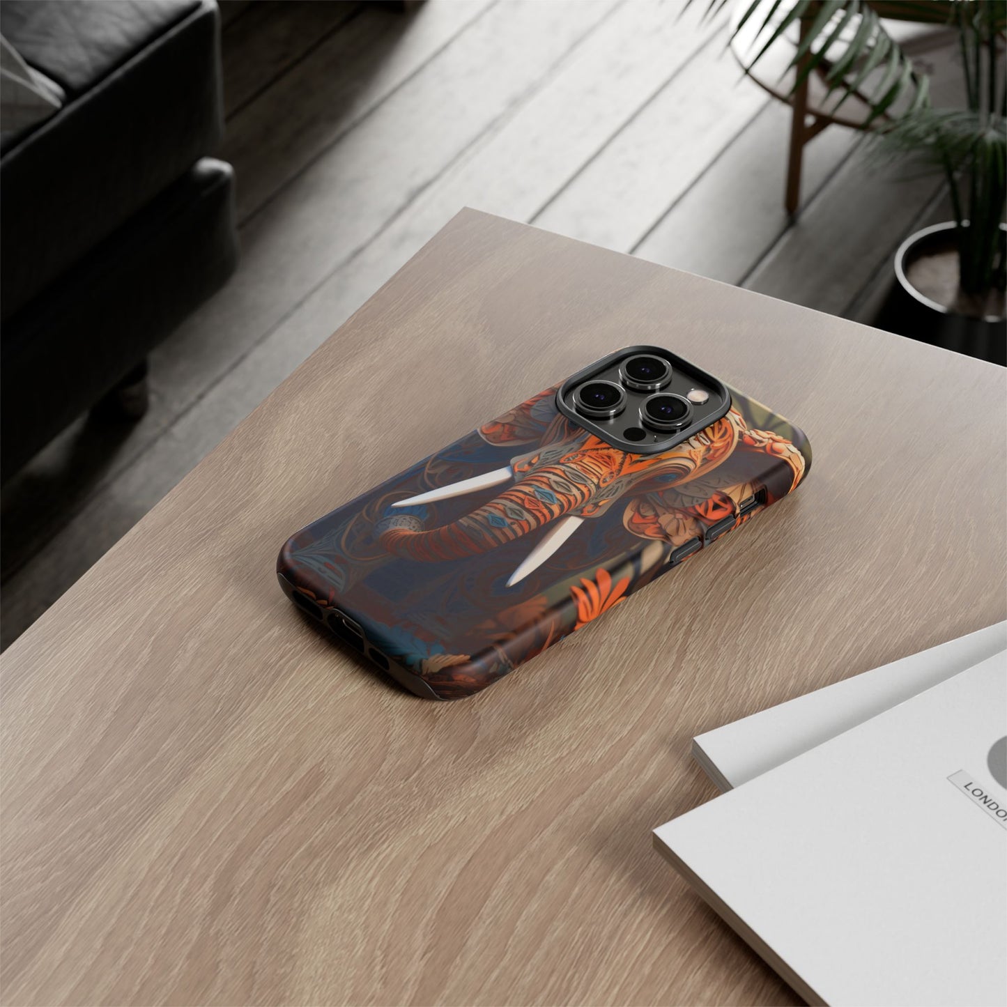 Elegant Artistic Elephant Mobile Cover – Intricate Paper-Cut Design