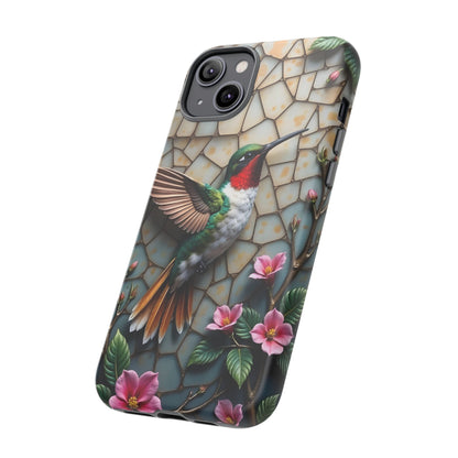 Vivid Hummingbird with Blossoming Branches | Artistic Mosaic Style