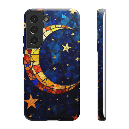 Celestial Crescent: Vibrant Moon and Stars Phone Case