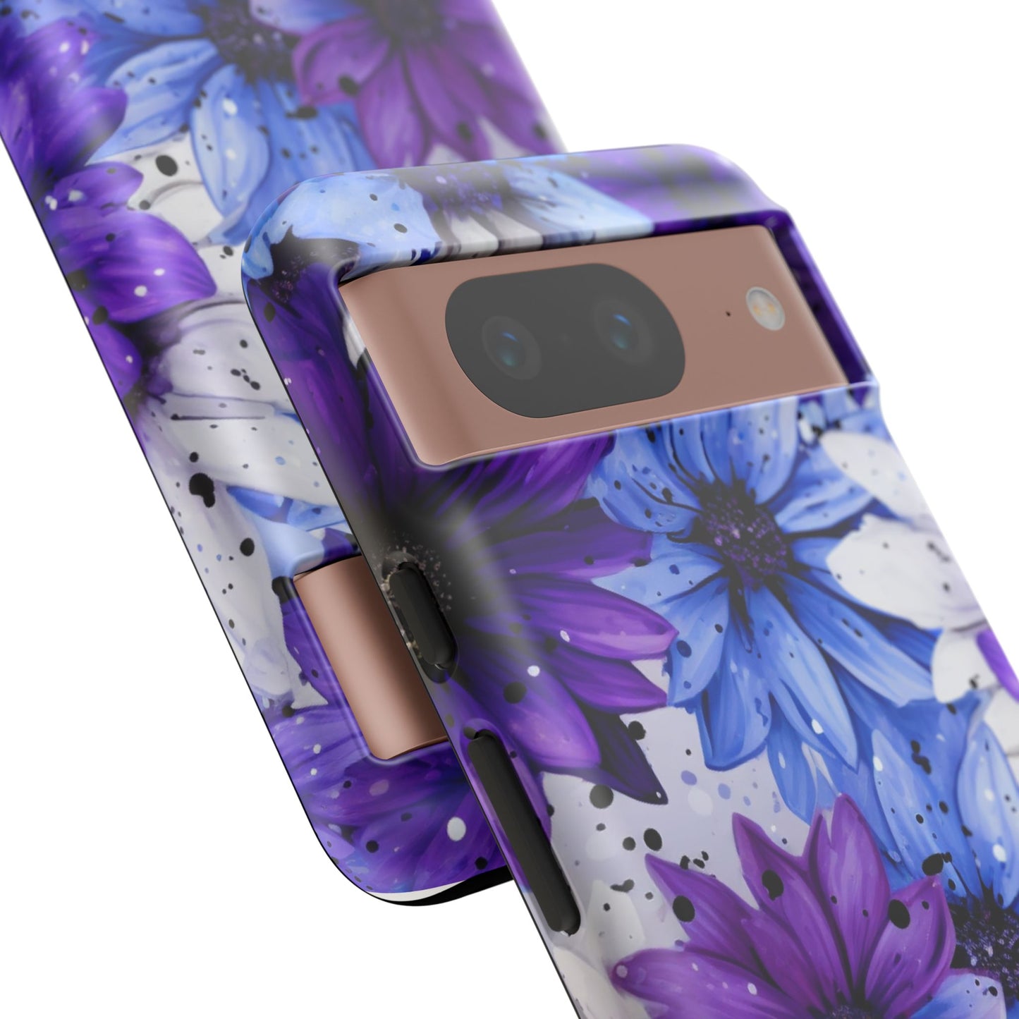 Blue & Purple Floral Splash Mobile Cover – Elegant Artistic Flowers