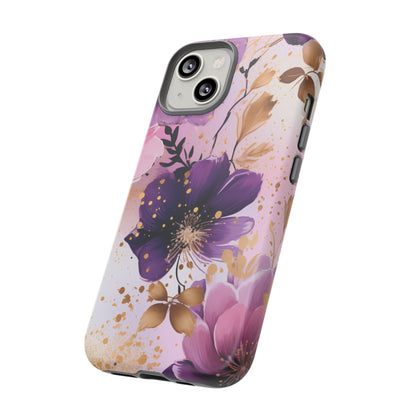 Luxury Purple & Gold Floral Aesthetic Mobile Case