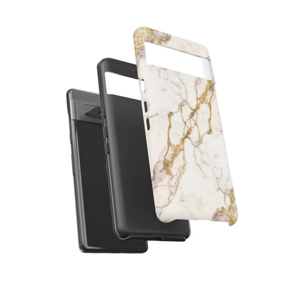 Elegant White and Gold Marble Case Design