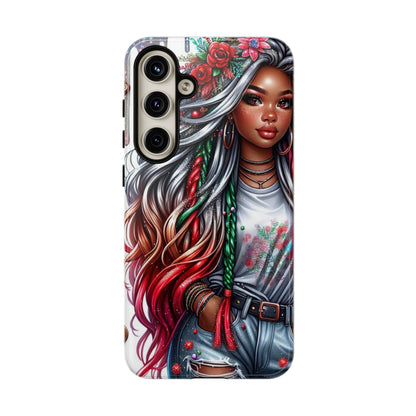 Festive Boho Queen – Holiday Glow & Candy Cane Braids Mobile Cover