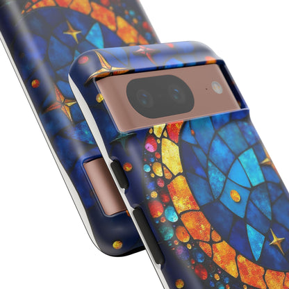 Celestial Crescent: Moon and Stars in Color