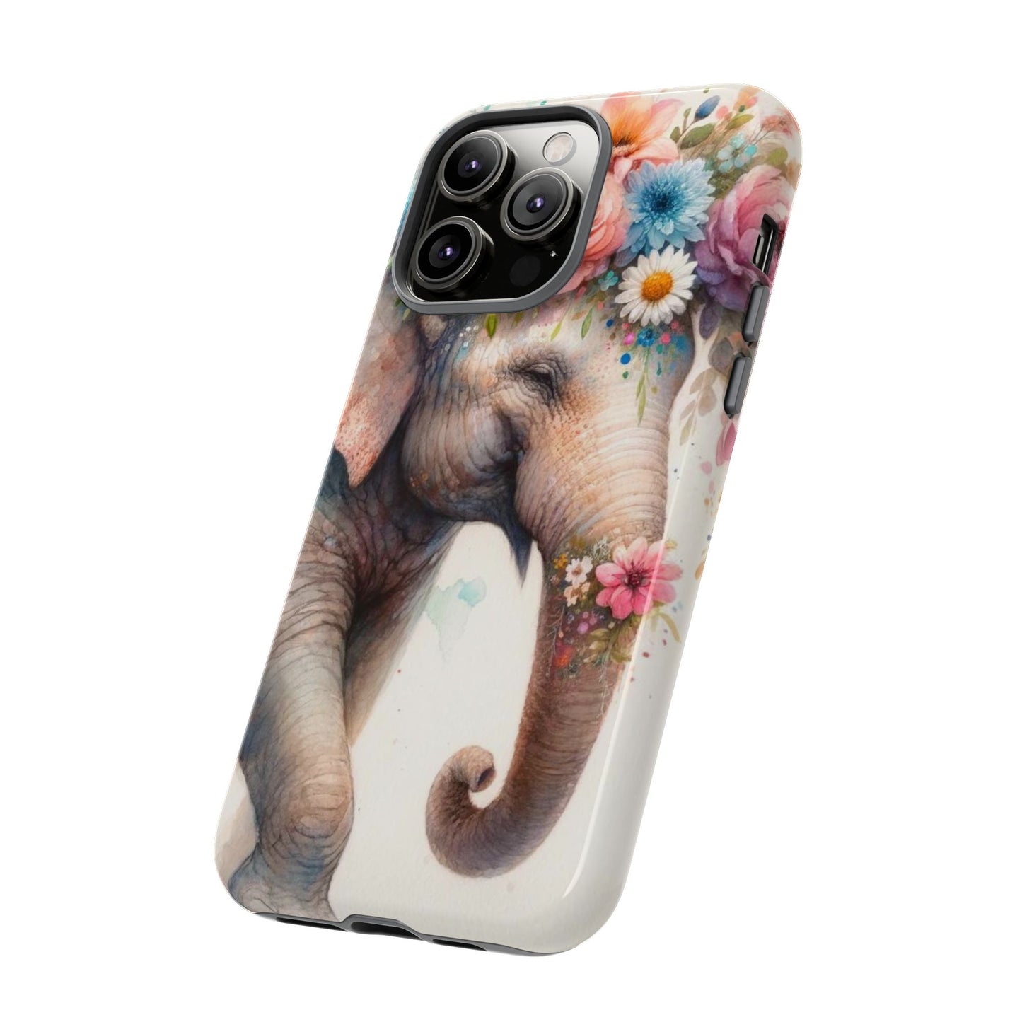 Joyful Floral Elephant Mobile Cover – Whimsical Watercolor Art