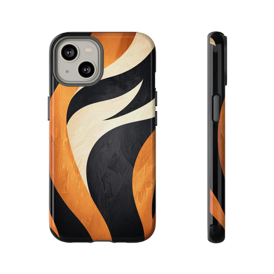 Bold Tiger Stripes Phone Case – Black, Orange & Cream for iPhone, Samsung & Google Pixel