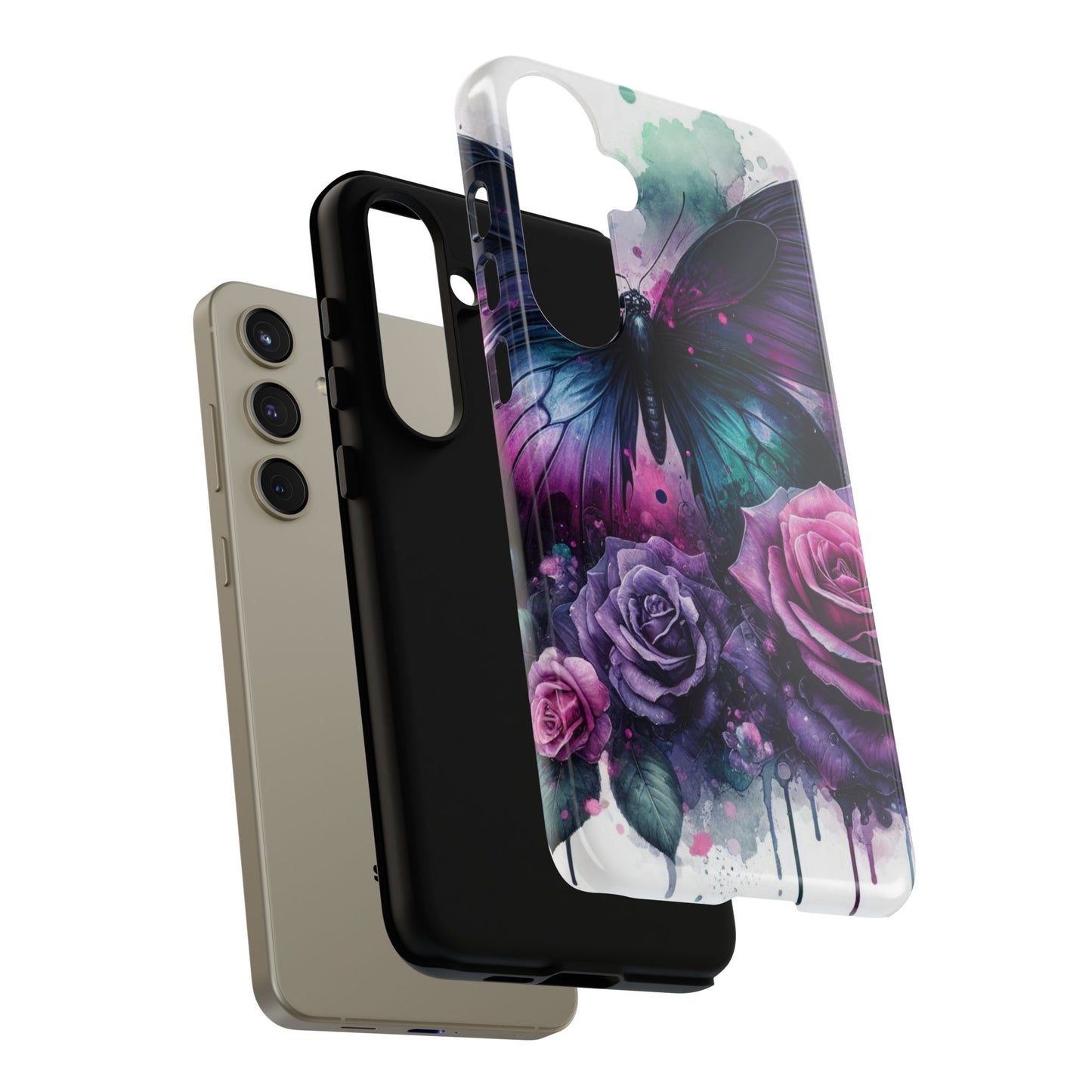 Mystic Bloom – Vibrant Butterfly & Rose Art Mobile Cover
