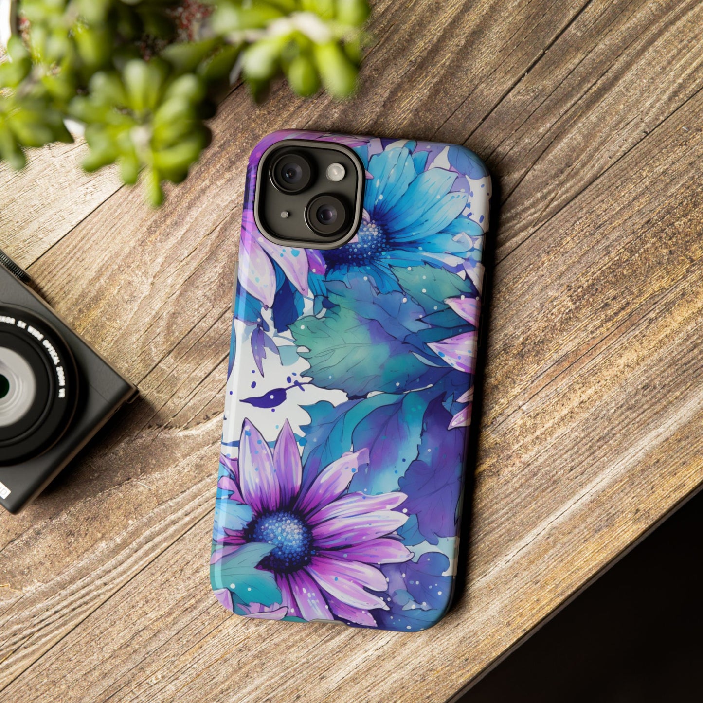 Dreamy Blue & Purple Floral Watercolor Mobile Case