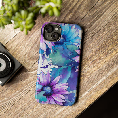 Dreamy Blue & Purple Floral Watercolor Mobile Case