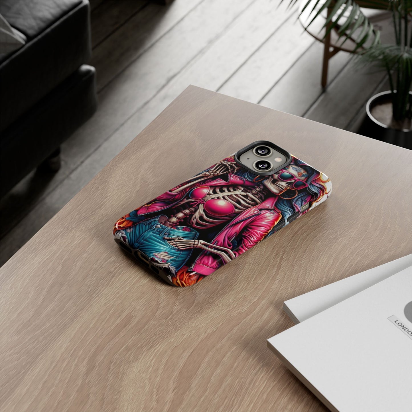 Neon Bones – Retro Skeleton & Vibrant Punk Aesthetic Mobile Cover