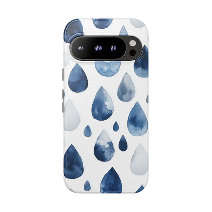 Indigo Rain Drops Watercolor Phone Case for iPhone, google Pixel & Samsung