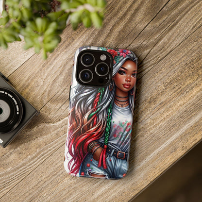 Festive Boho Queen – Holiday Glow & Candy Cane Braids Mobile Cover