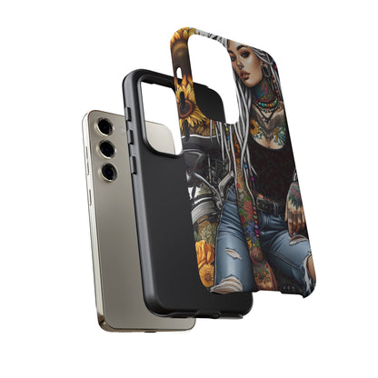Sunflower Biker Queen – Bohemian Tattooed Rebel Mobile Cover