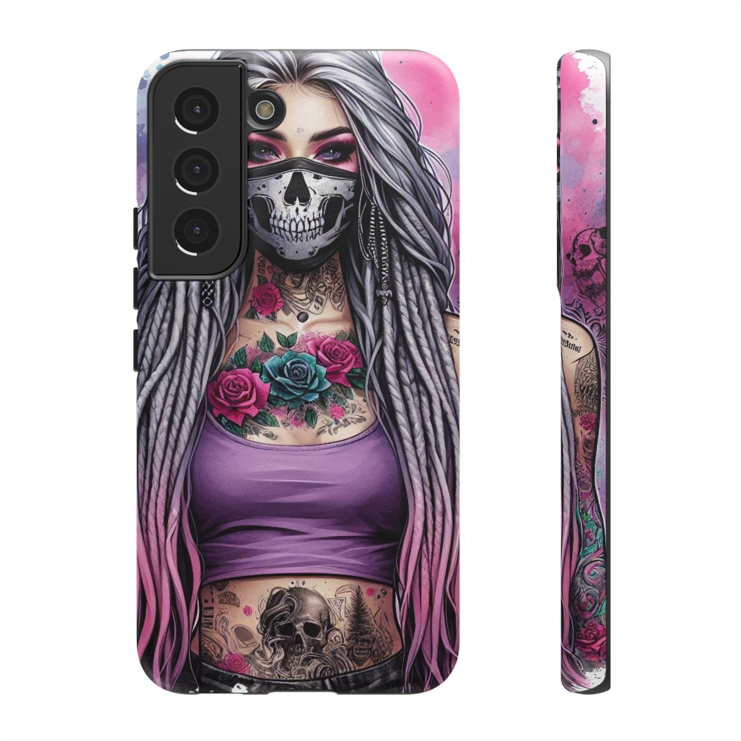 Shadow Rebel – Gothic Dreadlocks & Skull Mask Mobile Cover