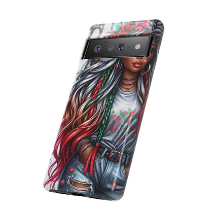 Festive Boho Queen – Holiday Glow & Candy Cane Braids Mobile Cover