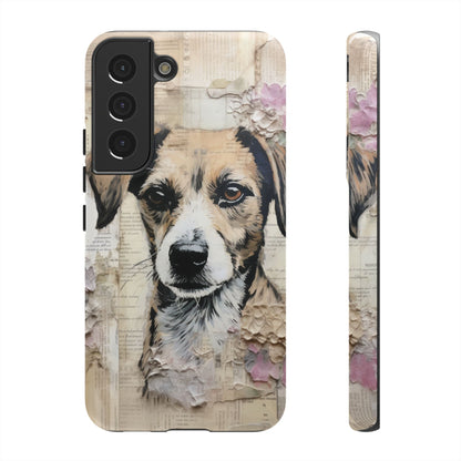 Vintage Collage Dog Portrait Mobile Cover – Artistic Mixed Media Design