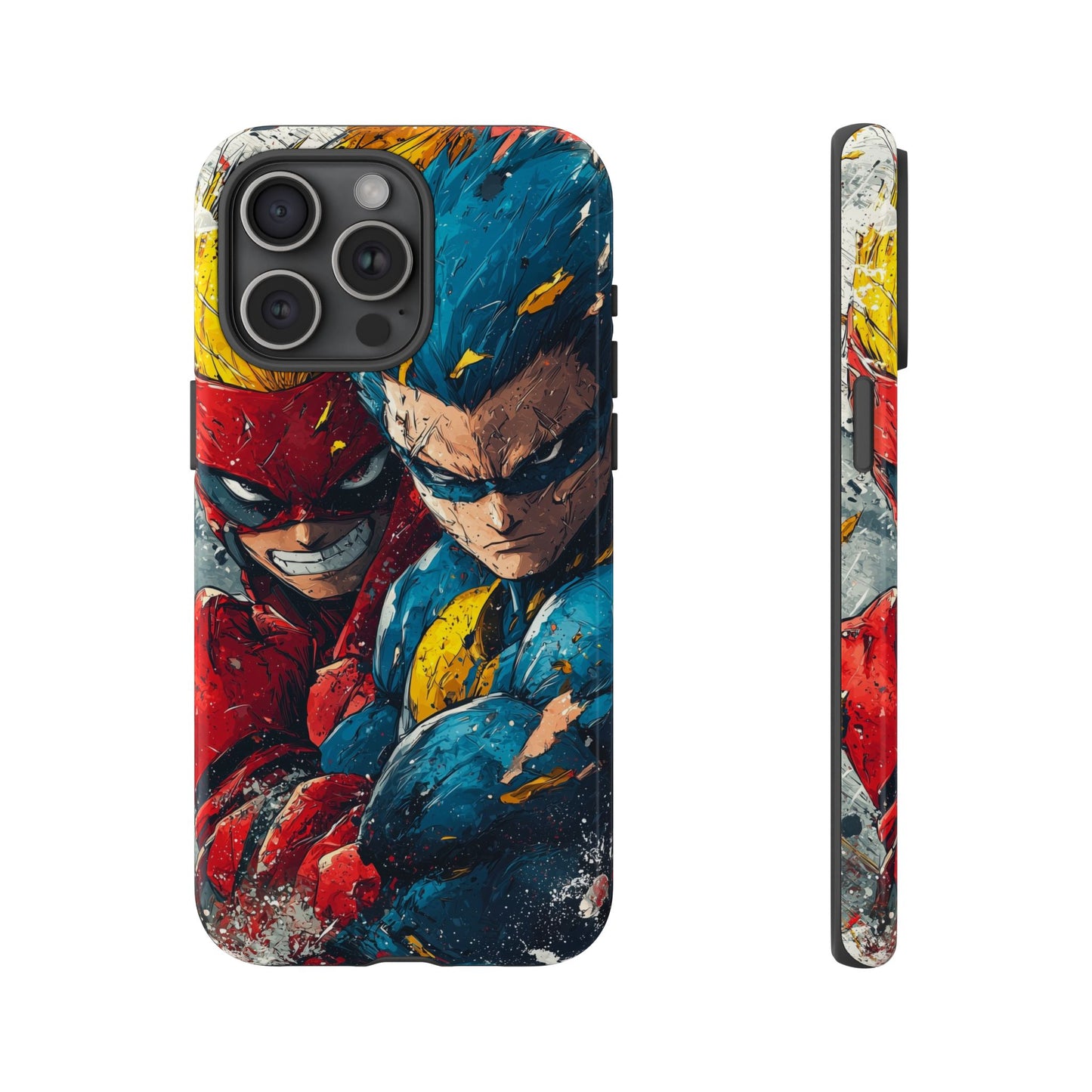 Comic Clash: Superhero Duo | Action, Power, Justice, Heroes, Manga Style Phone Case for iPhone, Samsung & Pixel