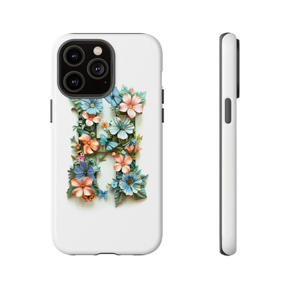 Floral Letter H Phone Case – Personalized Aesthetic Cover for iPhone, Samsung & Google Pixel