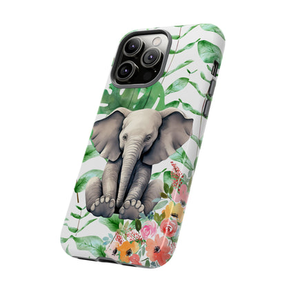 Cute Baby Elephant Mobile Cover – Floral & Tropical Aesthetic