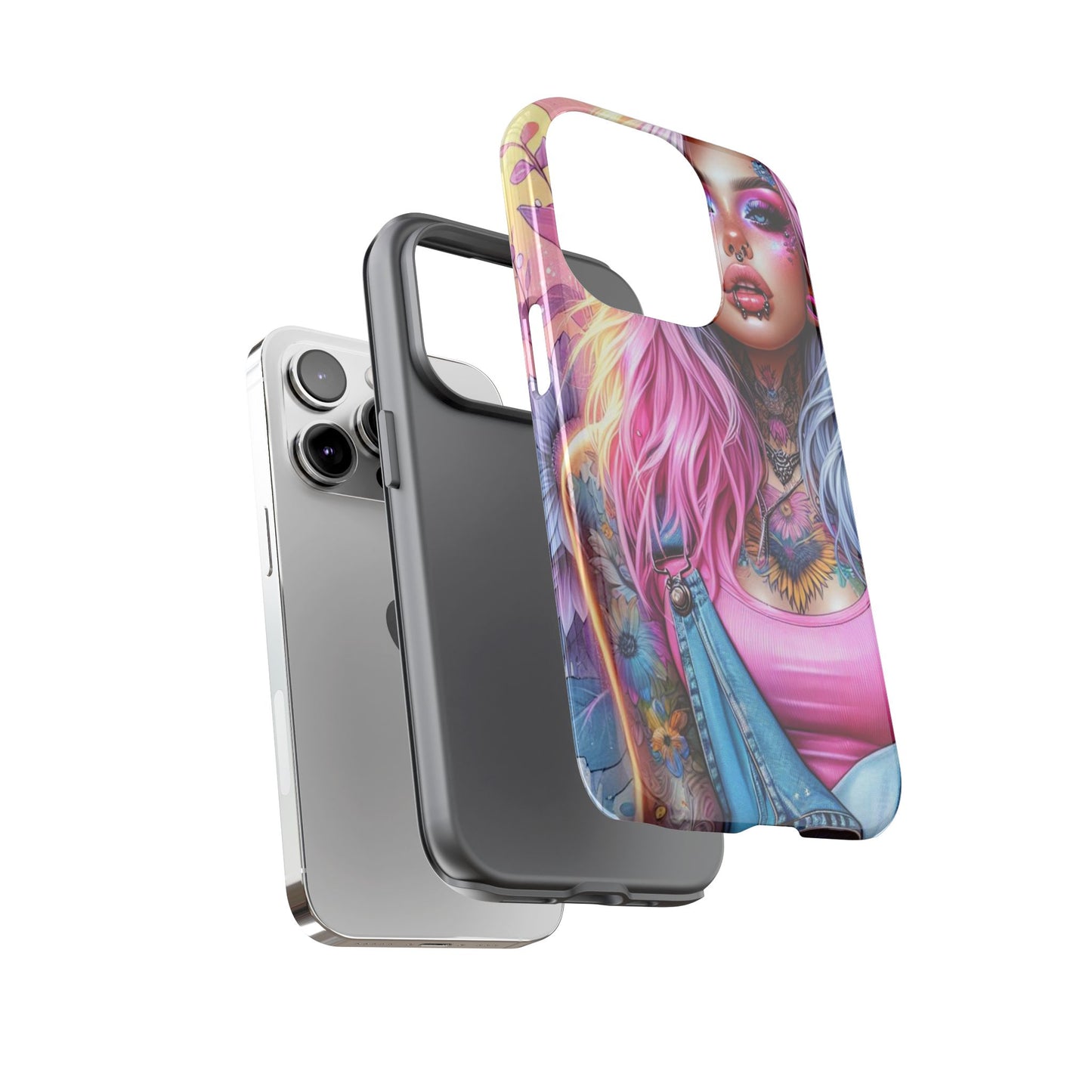 Sunset Glow – Pastel Punk & Floral Ink Mobile Cover