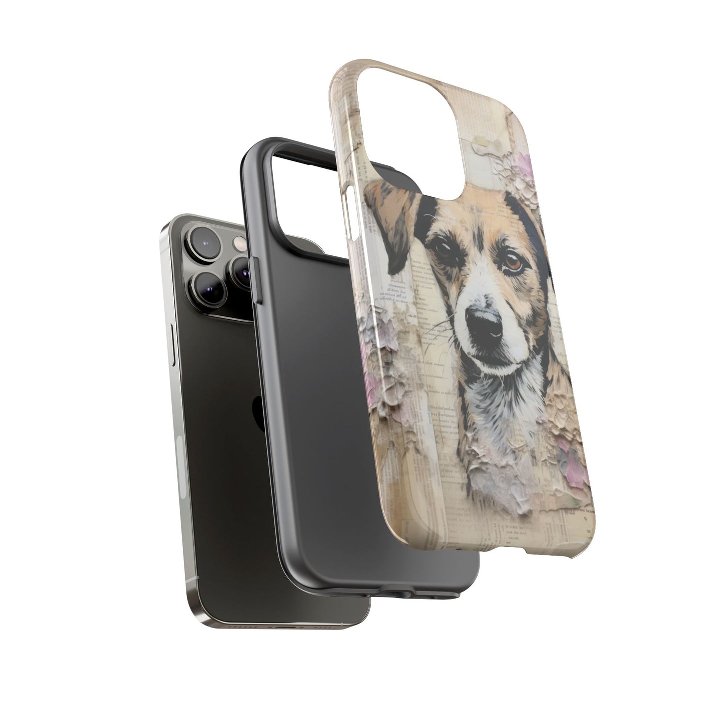 Vintage Collage Dog Portrait Mobile Cover – Artistic Mixed Media Design