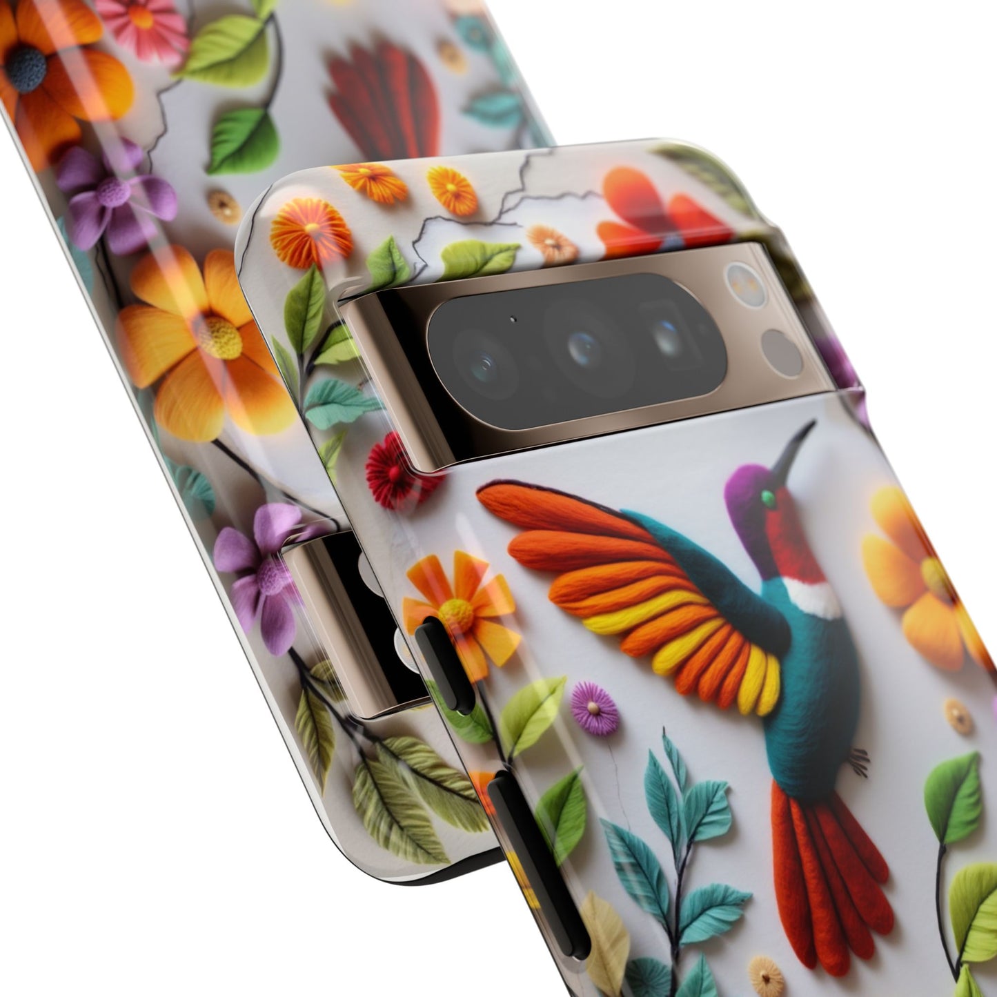 Embroidered Hummingbird with Floral Design | Nature's Elegant Stitch