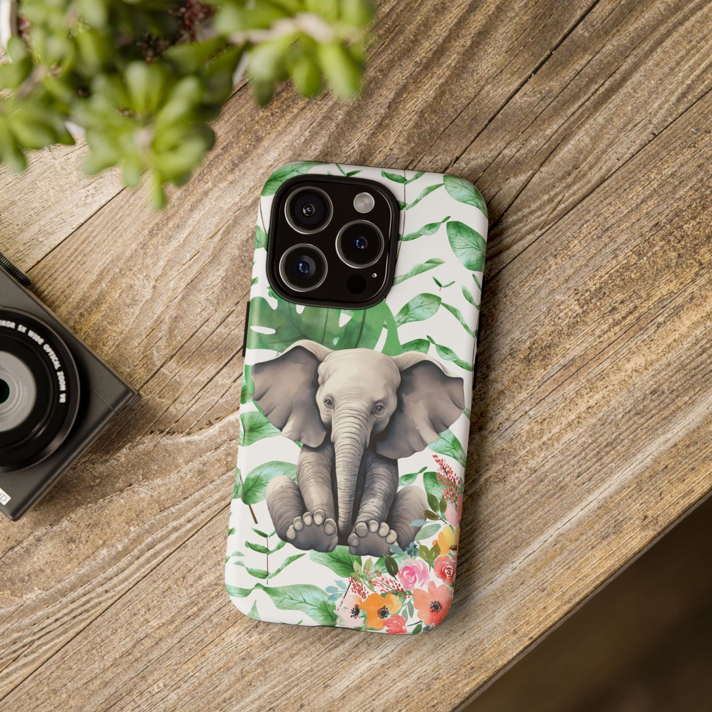 Cute Baby Elephant Mobile Cover – Floral & Tropical Aesthetic