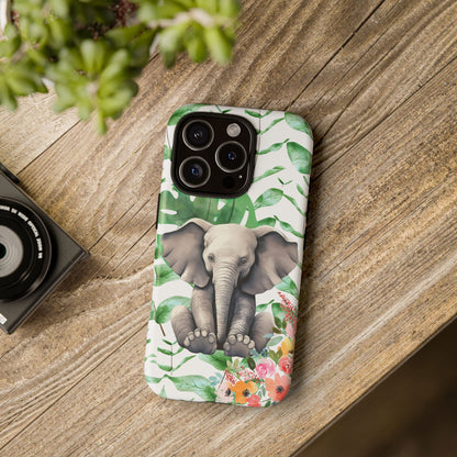 Cute Baby Elephant Mobile Cover – Floral & Tropical Aesthetic