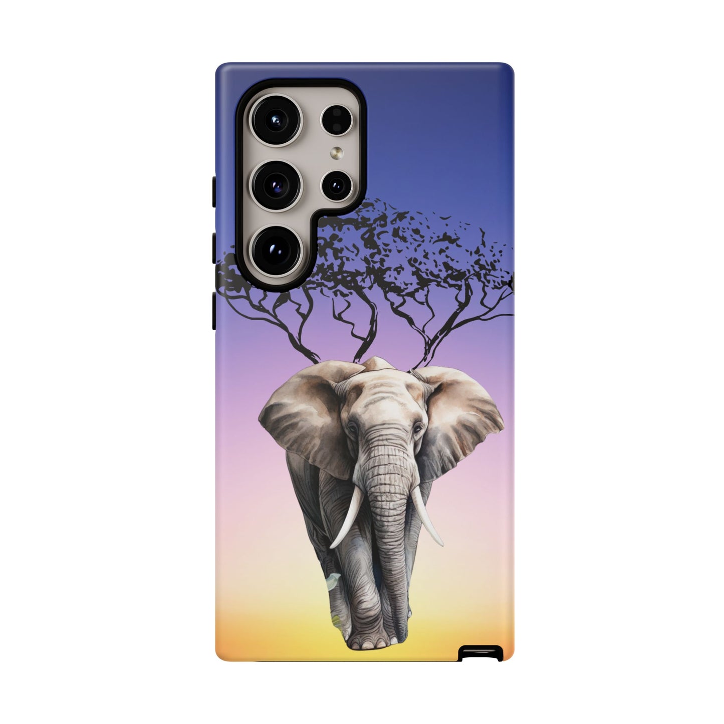 Surreal Elephant Tree Mobile Cover – Dreamy Sunset Fantasy