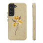 Minimal Vintage Floral Phone Case – Yellow Flower on Beige | iPhone, Samsung & Pixel