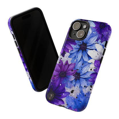 Blue & Purple Floral Splash Mobile Cover – Elegant Artistic Flowers