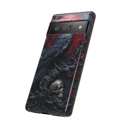 Gothic Sculpture Of Raven On Charcoal Tree Branch phone case design